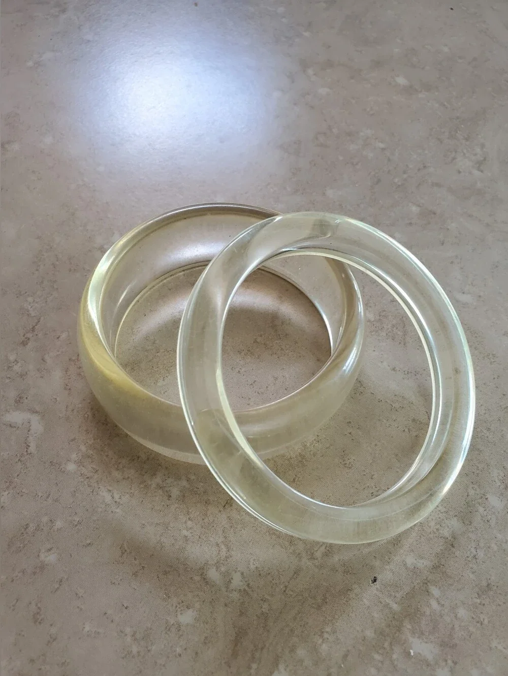 Translucent Ivory Resin Bangle Bracelets - Set of 2